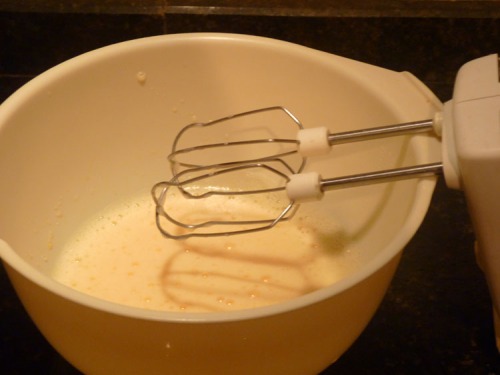 Whisk the eggs until frothy